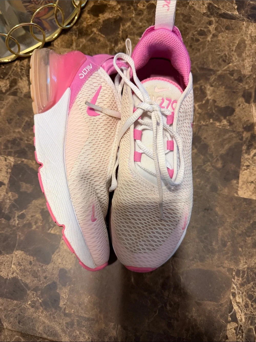 Nike Pink and White Mesh Air Max Style Sneakers